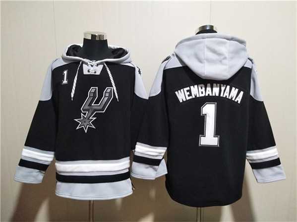 Men's San Antonio Spurs #1 Victor Wembanyama Black Ageless Must-Have Lace-Up Pullover Hoodie,We sell and wholesale Men's San Antonio Spurs #1 Victor Wembanyama Black Ageless Must-Have Lace-Up Pullover Hoodie on line form chian!